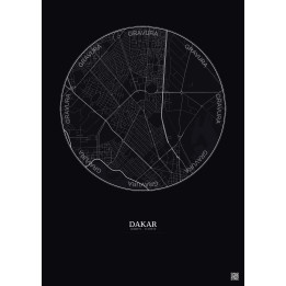 Affiche Dakar – Poster carte de ville 2.5km | Gravura – Fond fon