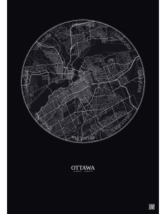 Affiche Ottawa – Poster carte de ville 10km | Gravura – Fond foncé
