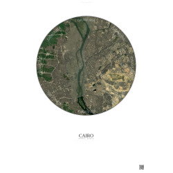 Affiche Cairo – Poster vue satellite 10km Couleur | Gravura – Fond clair