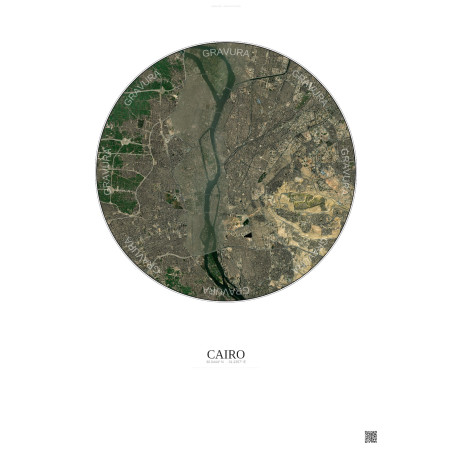 Affiche Cairo – Poster vue satellite 10km Couleur | Gravura – Fond clair