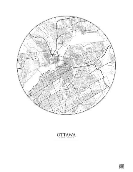 Ottawa City Map Poster 10km | Gravura – Light background