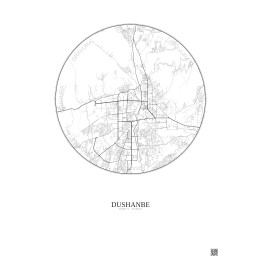 Dushanbe City Map Poster 10km | Gravura – Light background