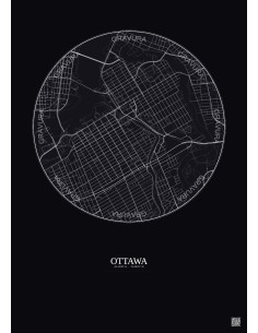 Affiche Ottawa – Poster carte de ville 2.5km | Gravura – Fond foncé