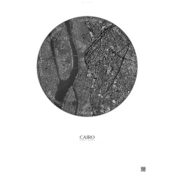 Affiche Cairo – Poster vue satellite 2.5km N&B | Gravura – Fond clair