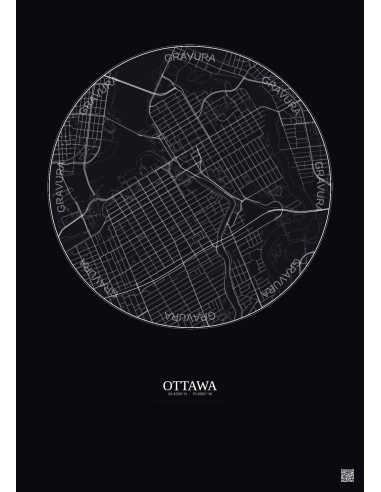 Affiche Ottawa – Poster carte de ville 2.5km | Gravura – Fond foncé