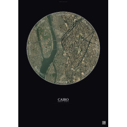 Affiche Cairo – Poster vue satellite 2.5km Couleur | Gravura – Fond foncé