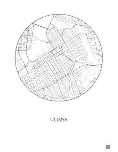 Ottawa City Map Poster 2.5km | Gravura – Light background