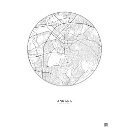 Affiche Ankara – Poster carte de ville 6km | Gravura – Fond clai
