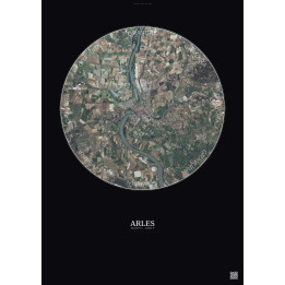 Affiche Arles – Poster vue satellite 10km Couleur | Gravura – Fond foncé