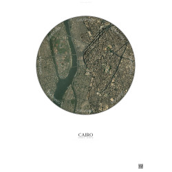 Affiche Cairo – Poster vue satellite 2.5km Couleur | Gravura – Fond clair
