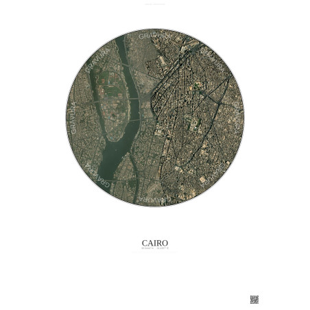 Affiche Cairo – Poster vue satellite 2.5km Couleur | Gravura – Fond clair