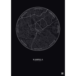 Affiche Kampala – Poster carte de ville 6km | Gravura – Fond fon