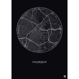 Affiche Los Angeles – Poster carte de ville 5km | Gravura – Fond