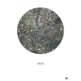 Affiche Arles – Poster vue satellite 10km Couleur | Gravura – Fond clair