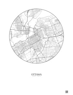 Affiche Ottawa – Poster carte de ville 6km | Gravura – Fond clair