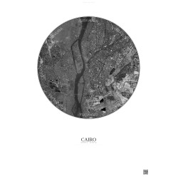 Affiche Cairo – Poster vue satellite 6km N&B | Gravura – Fond clair