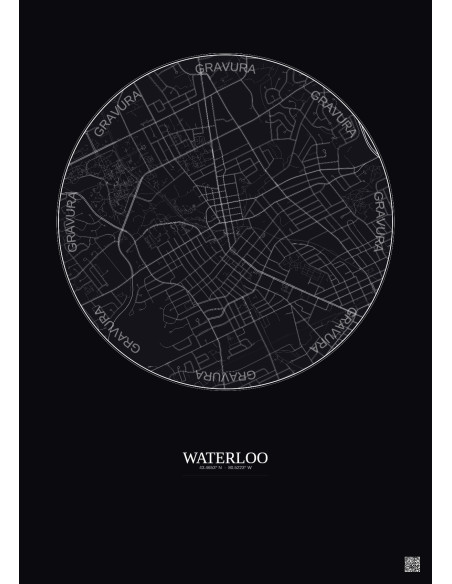 Waterloo City Map Poster 2.5km | Gravura – Dark background