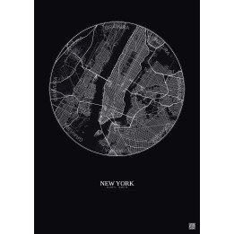Affiche New York – Poster carte de ville 10km | Gravura – Fond f
