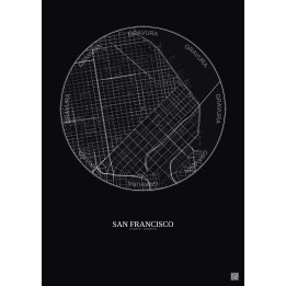 Affiche San Francisco – Poster carte de ville 2.5km | Gravura – 