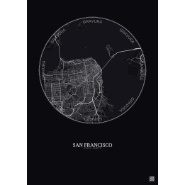 Affiche San Francisco – Poster carte de ville 10km | Gravura – F