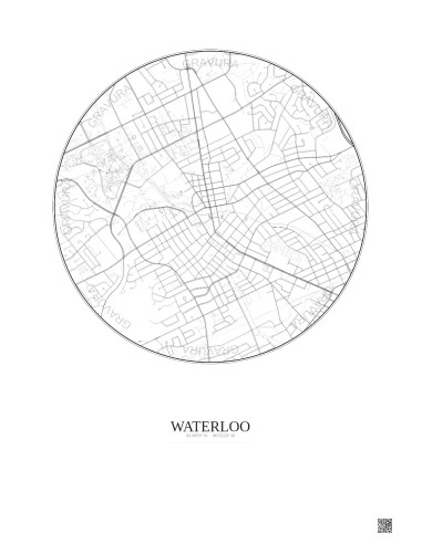 Waterloo City Map Poster 2.5km | Gravura – Light background
