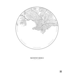 Affiche Montevideo – Poster carte de ville 10km | Gravura – Fond