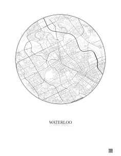 Affiche Waterloo – Poster carte de ville 5km | Gravura – Fond clair