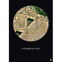 Affiche Pyramides De Gizeh – Poster vue satellite 0.5km Couleur | Gravura – Fond foncé