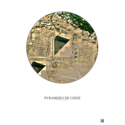 Affiche Pyramides De Gizeh – Poster vue satellite 0.5km Couleur | Gravura – Fond clair