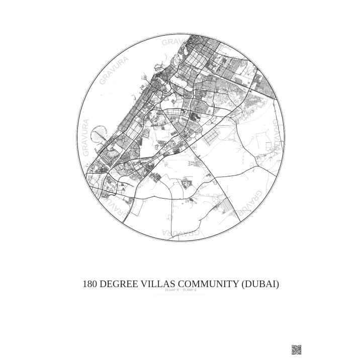 Affiche 180 Degree Villas Community – Poster carte de ville 30km