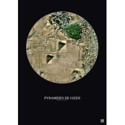 Affiche Pyramides De Gizeh – Poster vue satellite 1km Couleur | Gravura – Fond foncé