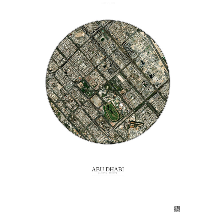 Affiche Abu Dhabi – Poster vue satellite 2.5km Couleur | Gravura