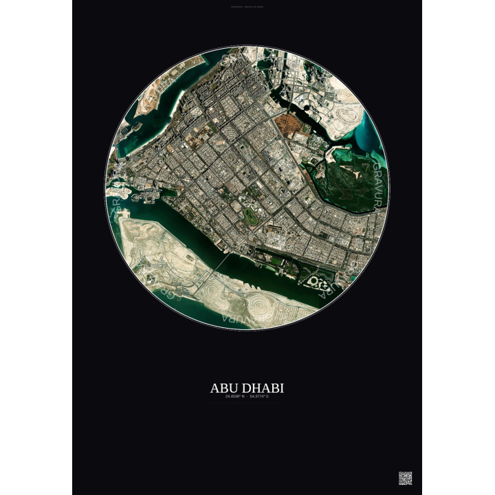Affiche Abu Dhabi – Poster vue satellite 6km Couleur | Gravura –