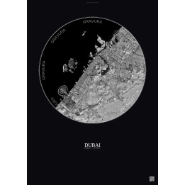 Affiche Dubai – Poster vue satellite 25km N&B | Gravura – Fond f