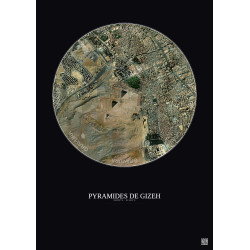 Affiche Pyramides De Gizeh – Poster vue satellite 2.5km Couleur | Gravura – Fond foncé