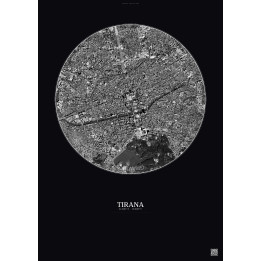 Affiche Tirana – Poster vue satellite 2.5km N&B | Gravura – Fond