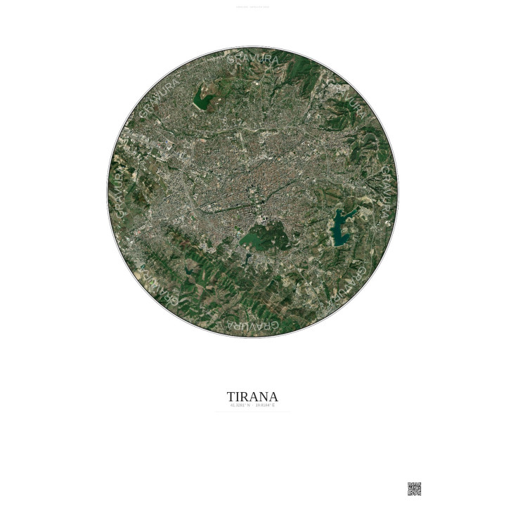 Affiche Tirana – Poster vue satellite 6km Couleur | Gravura – Fo