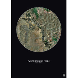 Affiche Pyramides De Gizeh – Poster vue satellite 5km Couleur | Gravura – Fond foncé