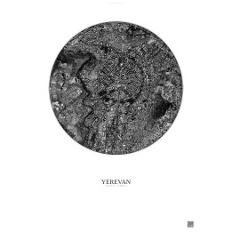 Affiche Yerevan – Poster vue satellite 2.5km N&B | Gravura – Fon