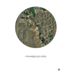 Affiche Pyramides De Gizeh – Poster vue satellite 5km Couleur | Gravura – Fond clair