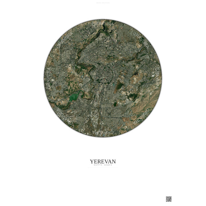 Affiche Yerevan – Poster vue satellite 6km Couleur | Gravura – F