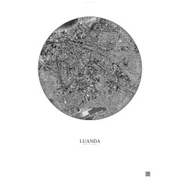 Affiche Luanda – Poster vue satellite 2.5km N&B | Gravura – Fond