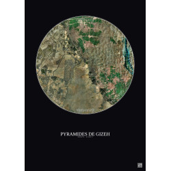 Affiche Pyramides De Gizeh – Poster vue satellite 10km Couleur | Gravura – Fond foncé