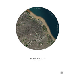 Affiche Buenos Aires – Poster vue satellite 10km Couleur | Gravu