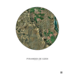 Affiche Pyramides De Gizeh – Poster vue satellite 10km Couleur | Gravura – Fond clair