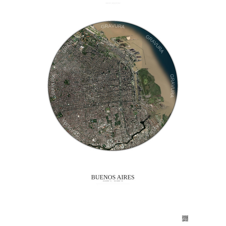 Affiche Buenos Aires – Poster vue satellite 6km Couleur | Gravur