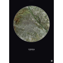 Affiche Vienna – Poster vue satellite 10km Couleur | Gravura – F