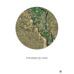 Affiche Pyramides De Gizeh – Poster vue satellite 20km Couleur | Gravura – Fond clair