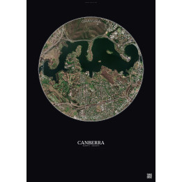 Canberra Satellite View Poster 2.5km Color | Gravura – Dark back