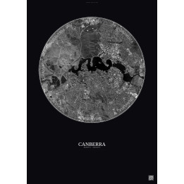 Affiche Canberra – Poster vue satellite 6km N&B | Gravura – Fond